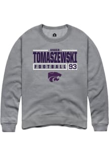 Asher Tomaszewski  Rally K-State Wildcats Mens Graphite NIL Stacked Box Long Sleeve Crew Sweatshir..