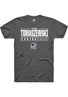 Asher Tomaszewski  K-State Wildcats Dark Grey Rally NIL Stacked Box Short Sleeve T Shirt