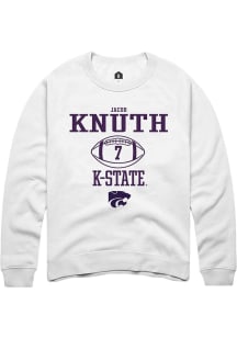Jacob Knuth  Rally K-State Wildcats Mens White NIL Sport Icon Long Sleeve Crew Sweatshirt