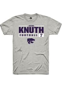 Jacob Knuth  K-State Wildcats Ash Rally NIL Stacked Box Short Sleeve T Shirt