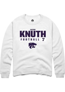 Jacob Knuth  Rally K-State Wildcats Mens White NIL Stacked Box Long Sleeve Crew Sweatshirt