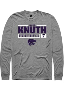 Jacob Knuth  K-State Wildcats Graphite Rally NIL Stacked Box Long Sleeve T Shirt