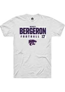 Mikey Bergeron  K-State Wildcats White Rally NIL Stacked Box Short Sleeve T Shirt