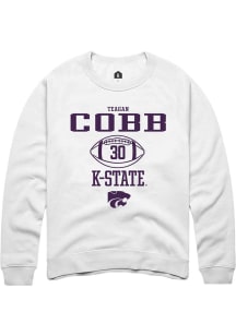 Teagan Cobb  Rally K-State Wildcats Mens White NIL Sport Icon Long Sleeve Crew Sweatshirt