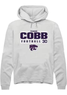Teagan Cobb  Rally K-State Wildcats Mens White NIL Stacked Box Long Sleeve Hoodie