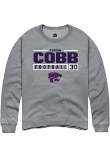 Teagan Cobb  Rally K-State Wildcats Mens Graphite NIL Stacked Box Long Sleeve Crew Sweatshirt