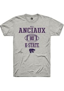 Will Anciaux  K-State Wildcats Ash Rally NIL Sport Icon Short Sleeve T Shirt
