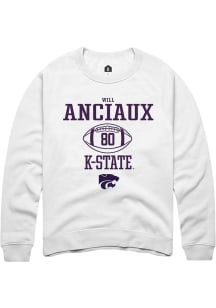 Will Anciaux  Rally K-State Wildcats Mens White NIL Sport Icon Long Sleeve Crew Sweatshirt