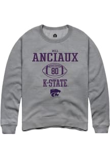 Will Anciaux  Rally K-State Wildcats Mens Graphite NIL Sport Icon Long Sleeve Crew Sweatshirt