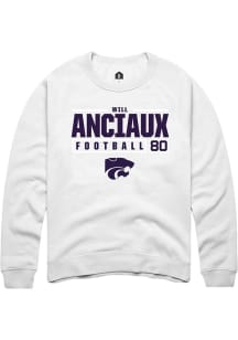Will Anciaux  Rally K-State Wildcats Mens White NIL Stacked Box Long Sleeve Crew Sweatshirt