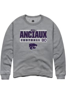 Will Anciaux  Rally K-State Wildcats Mens Graphite NIL Stacked Box Long Sleeve Crew Sweatshirt