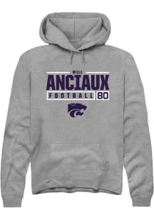 Will Anciaux  Rally K-State Wildcats Mens Graphite NIL Stacked Box Long Sleeve Hoodie