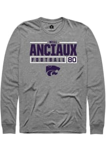 Will Anciaux  K-State Wildcats Graphite Rally NIL Stacked Box Long Sleeve T Shirt