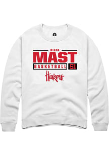 Rienk Mast  Rally Nebraska Cornhuskers Mens White NIL Stacked Box Long Sleeve Crew Sweatshirt