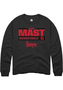 Rienk Mast  Rally Nebraska Cornhuskers Mens Black NIL Stacked Box Long Sleeve Crew Sweatshirt