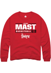 Rienk Mast  Rally Nebraska Cornhuskers Mens Red NIL Stacked Box Long Sleeve Crew Sweatshirt
