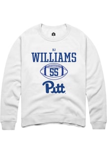 Bj Williams  Rally Pitt Panthers Mens White NIL Sport Icon Long Sleeve Crew Sweatshirt