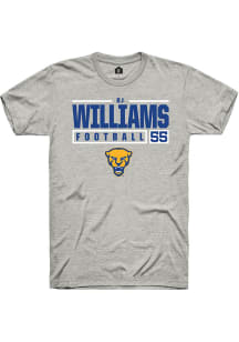 Bj Williams  Pitt Panthers Ash Rally NIL Stacked Box Short Sleeve T Shirt