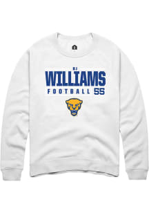 Bj Williams  Rally Pitt Panthers Mens White NIL Stacked Box Long Sleeve Crew Sweatshirt