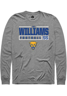 Bj Williams  Pitt Panthers Graphite Rally NIL Stacked Box Long Sleeve T Shirt