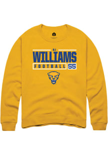 Bj Williams  Rally Pitt Panthers Mens Gold NIL Stacked Box Long Sleeve Crew Sweatshirt