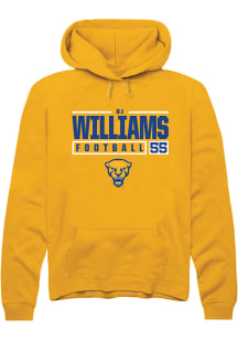 Bj Williams  Rally Pitt Panthers Mens Gold NIL Stacked Box Long Sleeve Hoodie