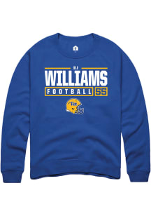 Bj Williams  Rally Pitt Panthers Mens Blue NIL Stacked Box Long Sleeve Crew Sweatshirt