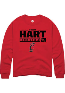 Robert Hart  Rally Cincinnati Bearcats Mens Red NIL Stacked Box Long Sleeve Crew Sweatshirt