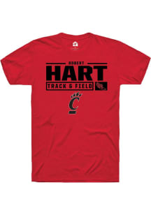 Robert Hart  Cincinnati Bearcats Red Rally NIL Stacked Box Short Sleeve T Shirt