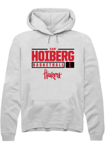 Samuel Hoiberg  Rally Nebraska Cornhuskers Mens White NIL Stacked Box Long Sleeve Hoodie
