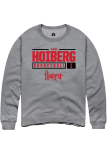 Samuel Hoiberg  Rally Nebraska Cornhuskers Mens Graphite NIL Stacked Box Long Sleeve Crew Sweatshi..
