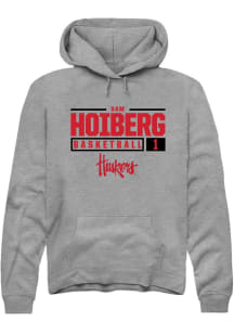 Samuel Hoiberg  Rally Nebraska Cornhuskers Mens Graphite NIL Stacked Box Long Sleeve Hoodie