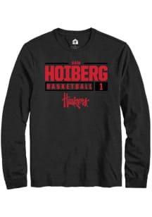 Samuel Hoiberg  Nebraska Cornhuskers Black Rally NIL Stacked Box Long Sleeve T Shirt