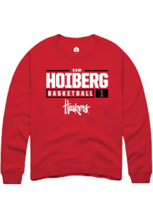 Samuel Hoiberg  Rally Nebraska Cornhuskers Mens Red NIL Stacked Box Long Sleeve Crew Sweatshirt