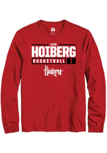 Samuel Hoiberg  Nebraska Cornhuskers Red Rally NIL Stacked Box Long Sleeve T Shirt