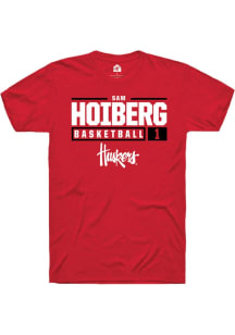 Samuel Hoiberg  Nebraska Cornhuskers Red Rally NIL Stacked Box Short Sleeve T Shirt
