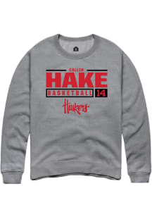 Callin Hake  Rally Nebraska Cornhuskers Mens Graphite NIL Stacked Box Long Sleeve Crew Sweatshirt