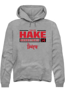 Callin Hake  Rally Nebraska Cornhuskers Mens Graphite NIL Stacked Box Long Sleeve Hoodie