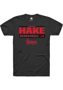 Callin Hake  Nebraska Cornhuskers Black Rally NIL Stacked Box Short Sleeve T Shirt