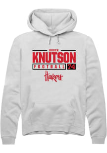 Brock Knutson  Rally Nebraska Cornhuskers Mens White NIL Stacked Box Long Sleeve Hoodie