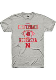 Cayden Echternach  Nebraska Cornhuskers Ash Rally NIL Sport Icon Short Sleeve T Shirt