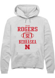 Dylan Rogers  Rally Nebraska Cornhuskers Mens White NIL Sport Icon Long Sleeve Hoodie