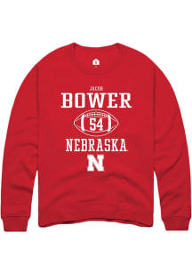 Jacob Bower  Rally Nebraska Cornhuskers Mens Red NIL Sport Icon Long Sleeve Crew Sweatshirt