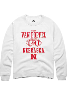 Riley Van Poppel  Rally Nebraska Cornhuskers Mens White NIL Sport Icon Long Sleeve Crew Sweatshirt