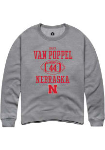 Riley Van Poppel  Rally Nebraska Cornhuskers Mens Graphite NIL Sport Icon Long Sleeve Crew Sweatsh..