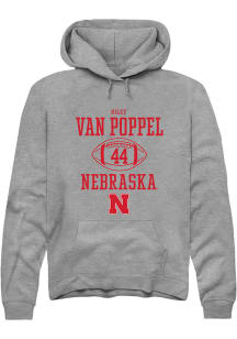 Riley Van Poppel  Rally Nebraska Cornhuskers Mens Graphite NIL Sport Icon Long Sleeve Hoodie