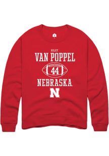 Riley Van Poppel  Rally Nebraska Cornhuskers Mens Red NIL Sport Icon Long Sleeve Crew Sweatshirt