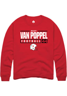 Riley Van Poppel  Rally Nebraska Cornhuskers Mens Red NIL Stacked Box Long Sleeve Crew Sweatshirt