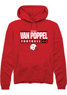 Riley Van Poppel  Rally Nebraska Cornhuskers Mens Red NIL Stacked Box Long Sleeve Hoodie