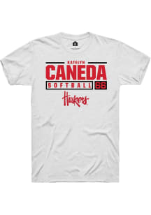 Katelyn Caneda  Nebraska Cornhuskers White Rally NIL Stacked Box Short Sleeve T Shirt